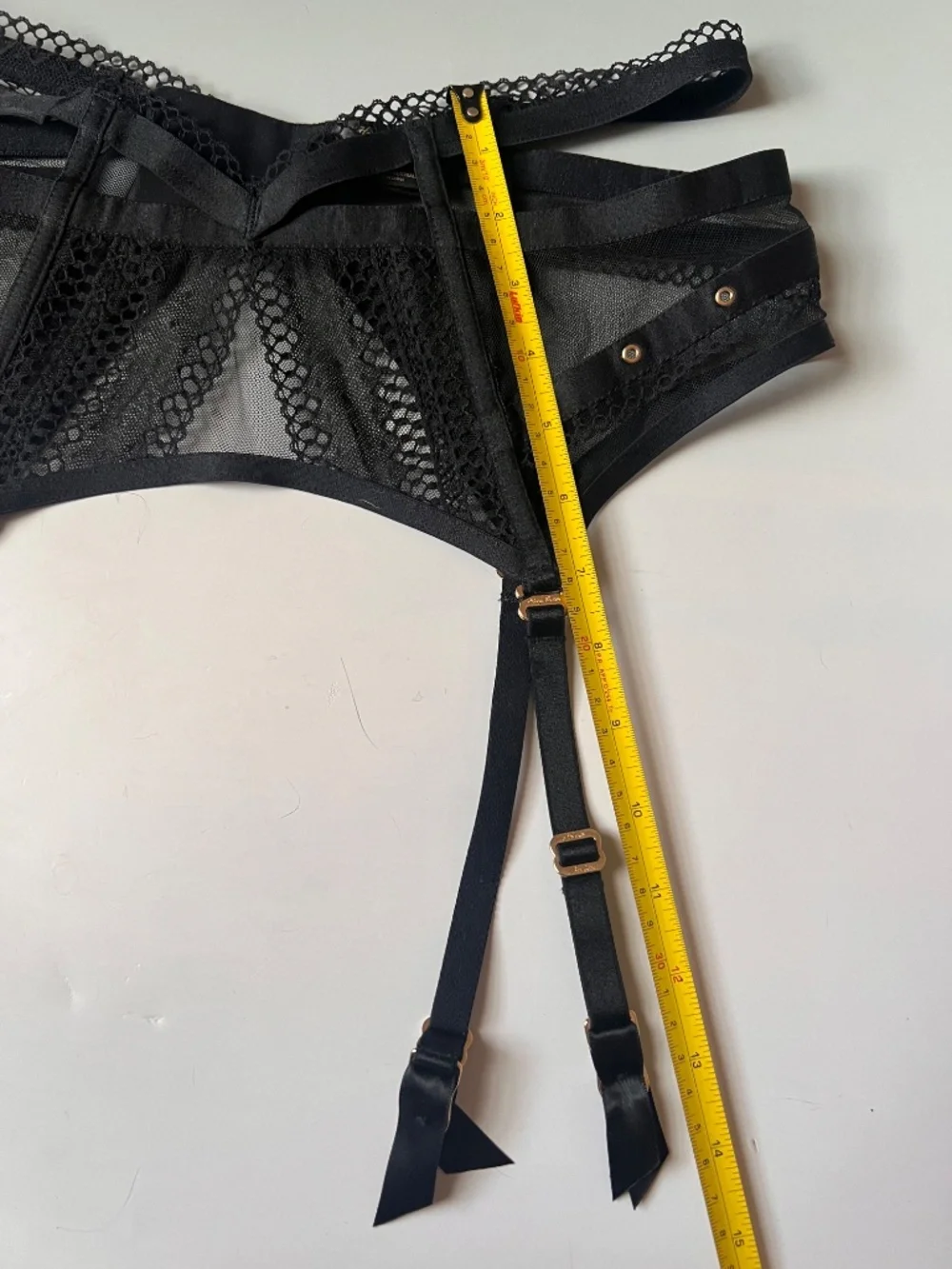 Honey Birdette Black Lace Strappy Garter Belt Suspender Size L - Picture 10 of 12